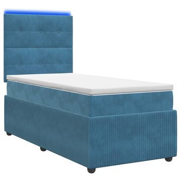 Cama Tapizada 100x200x140,5 Cm Terciopelo - Azul