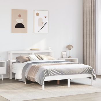 Cama De Matrimonio | Cama De Adulto | Estructura De Cama Sin Colchón Madera De Pino Blanca 120x200 Cm Cfw339164