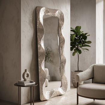 Espejo de pared de metal plateado cm 70x6,5x160,5