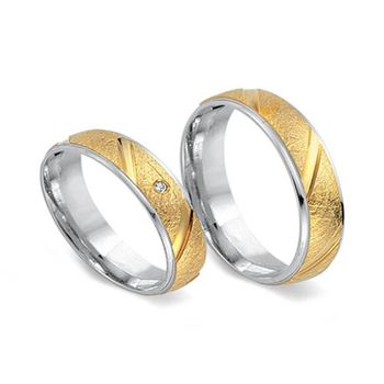 Alianzas 8 quilates oro blanco amarillo con diamante