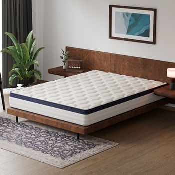 Colchón de Muelles Ensacados 160 x 200 cm -Azul Grosor 25 cm - Confort ergonómico + Alta transpirabilidad Roygbiv