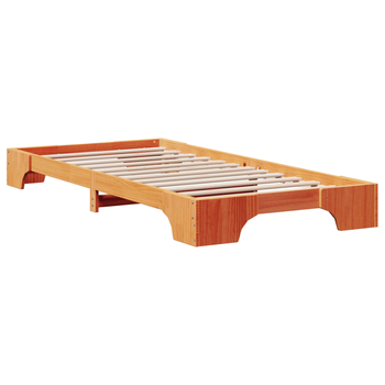 Cama Individual | Estructura De Cama Marrón Encerado Madera 90 X 200 Cm Sencilla Cfw27857