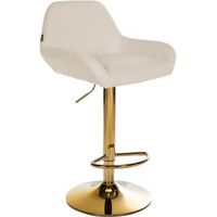 taburete de bar braga en tela con marco dorado crema 52x51x89 cm clp
