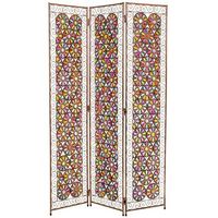 biombo de metal y cristal acrilico de colores 120x3x172