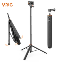 vrig tp-21s tripode extensible y palo para selfies de 160 cm de liberacion rapida y ligero ideal para camaras de accion telefonos inteligentes y grabacion de videos