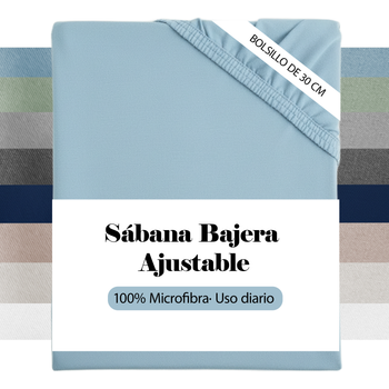 Sábana Bajera Ajustable Microfibra Transpirable Suave con Elástico Altura 30 cm Cama 90 105 135 150 180 Pack 1 o 2 Unidades Varios Colores