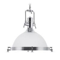 lampara colgante de cristal blanco con elementos plateados iluminacion industrial ebron