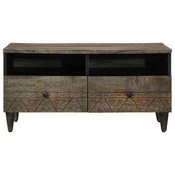 Mesa De Centro 54x80x40 Cm Madera Tratada, Metal - Gris