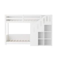 litera infantil 2x90x200cm con taquilla y barandilla blanco sin colchon