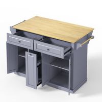isla de cocina movil de mdf con encimera plegable 121  69  89 cmcolor natural y gris