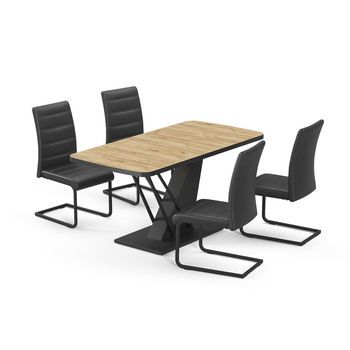 Set De Mesa De Comedor Fenaro 120 X 80 Cm Con 4 Sillas De Comedor, Negro Vicco