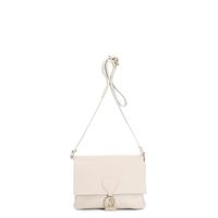 bolso de hombro dollar de piel con solapa y bandolera ajustable cream