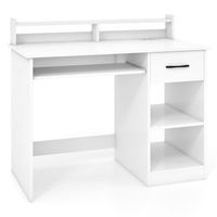 escritorio con estacion de carga bandeja para teclado cajon y estante ajustable blanco 105 x 55 x 89 cm