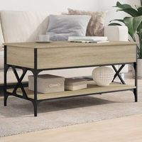 mesa de centrormesa auxiliarrmesa de cafe madera ingenieria metal roble sonoma 100x50x50cm cfw774700