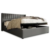 cama doble hidraulica de 180x200cm-cama con almacenamientolino-gris