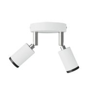 aplique blanco con dos focos metalicos