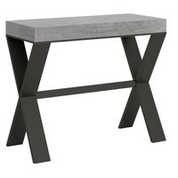 consola extensible hormigon gris y patas de metal antracita 14 personas 40 a 300 cm xena