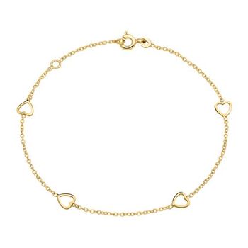 Pulsera corazón para mujer en oro 14 quilates
