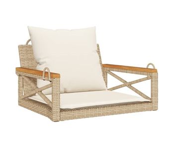 Vidaxl banco columpio con cojines ratán sintético beige 63x62x40 cm