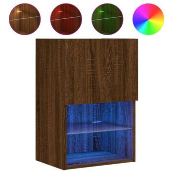 Mueble Para Tv Con Luces Led Roble Marrón 40,5x30x60 Cm Vidaxl