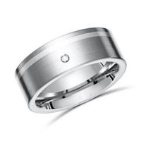 anillo exclusivo incrustacion titanio plata y diamante