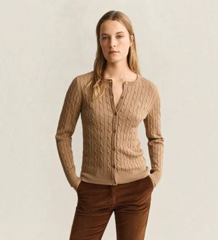 Gant para mujer. 4800103 Cárdigan de punto de ochos beige (M), Casual, Verde, Algodón Orgánico