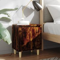 mesitas de noche - mueble de dormitorio - madera contrachapada - roble ahumado 40x30x50cm