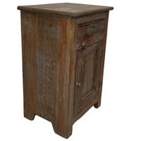 mesita de noche de madera acabado artesanal marron 44x35x73h cm
