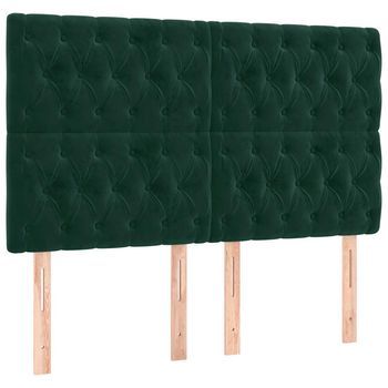Cabecero Terciopelo Verde Oscuro 144x7x118/128 Cm Vidaxl