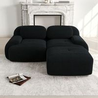 sofa esquinero modular de pana suave negro 2 plazas sin marco