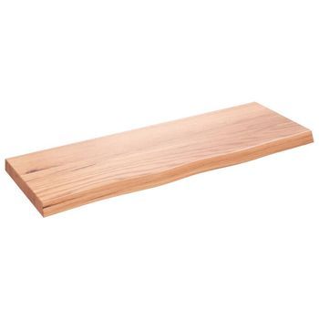 Encimera Baño | Mueble De Baño Madera Maciza Tratada Marrón Claro 80x30x(2-4) Cm