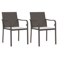 pack 2 uds sillas jardin  silla de exterior  sillon y cojines ratan sintetico marron 56x59x84cm