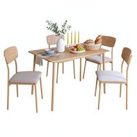 conjunto mesa comedor vex en color roble claro y champagne con 4 sillas metal y madera 110x764x70 cm