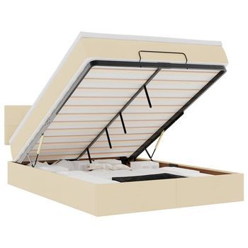 Cama Otomana Con Colchón De Tela Color Crema 140x190 Cm Vidaxl