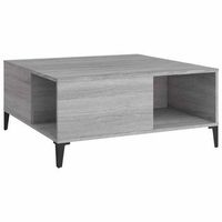 mesa de centro 80x80x365 cm madera y metal trabajados - gris