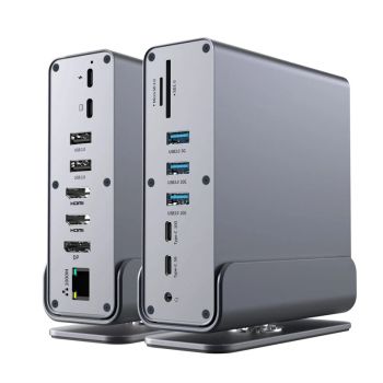 Bakeey HD-175 Estación de acoplamiento vertical 16 en 1 Type-C con USB 3.1/3.0/2.0 4K HD/DP 100W PD SD/TF RJ45 Ethernet