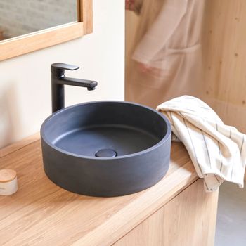 Lavabo redondo de terrazo negro   39 cm