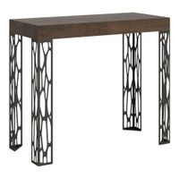 consola extensible 90x40196 cm efecto madera nogal hierro