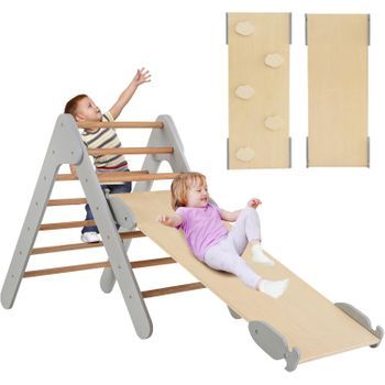 3 En 1 Triángulo De Escalada Con Rampa Ajustable Para Escalar Y Deslizarse Costway 85 X 48 X 74 Cm
