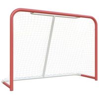 porteria hockey y red acero poliester rojo blanco 153x60x118cm vidaxl