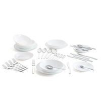 caja 18 platos opal y 24 cubiertos 27cm arcopal zelie - blanco apto microondas