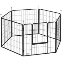 pawhut parque para perros de 6 paneles de 80 cm de altura con puerta para interior y exterior negro