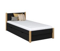 cama individual de madera con cajon n02 negro  roble