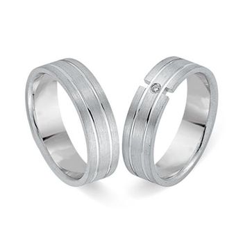 Alianzas 8 quilates oro blanco con diamante