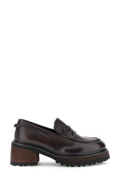 mocasines de piel con plataforma y microtachuelas bordeaux 39
