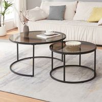 set de 2 mesas nido kokkola o80x45 cm - vidrio ahumado gris encasa