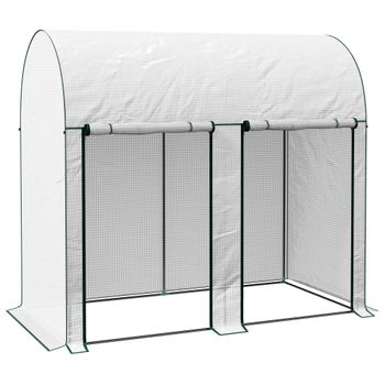 Outsunny Invernadero de Jardín Exterior con Doble Puerta con Cremallera y Cubierta de PE para Cultivar Plantas 200x100x178 cm Blanco