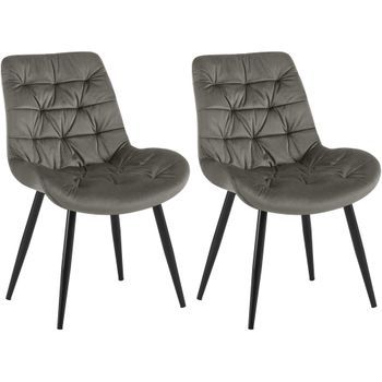 Lote De 2 Sillas De Comedor Rossford Terciopelo Antracita 63x56x85 Cm Clp
