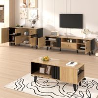 mueble tv con puertas y cajon efecto madera 170cm natural