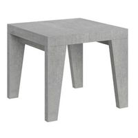 mesa extensible cuadrada pequena 90x90246 cm naxo-color gris cemento-soporte 2 pies-3 alargaderas finas